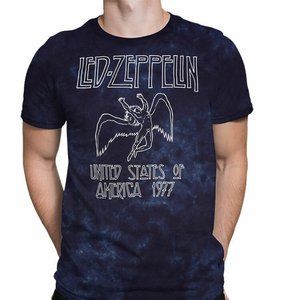 Led Zeppelin T-Shirt 1977 USA Tour Liquid Blue Tie Dye metal rock 6XL NWT